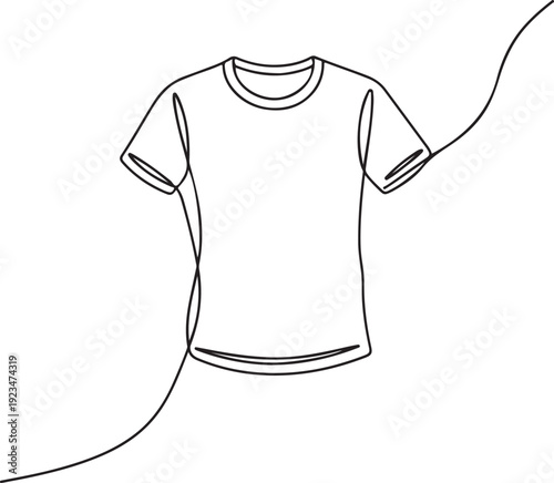 Black line of a short sleeved t-shirt on white background line black lines fashion