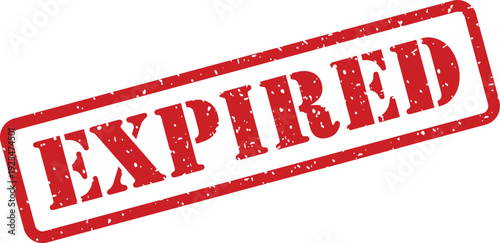 Distressed red rubber stamp displaying the word EXPIRED diagonally against a crisp white backdrop