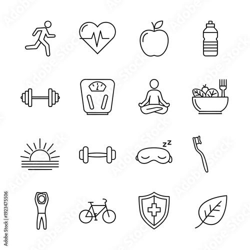 Healthy lifestyle icons and symbols.