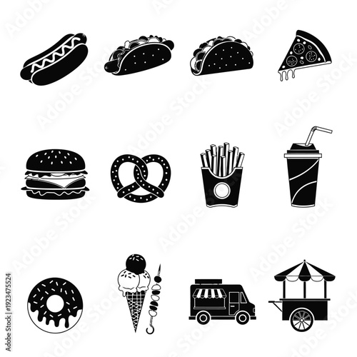 Food icons set for restaurant menu.