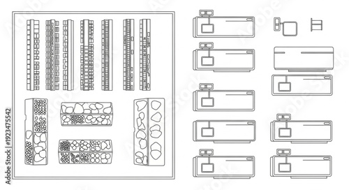 Architectural design sketches showcasing various building facade and element concepts.