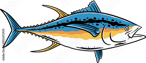 Bluefin Tuna Vector, Fishing Illustration