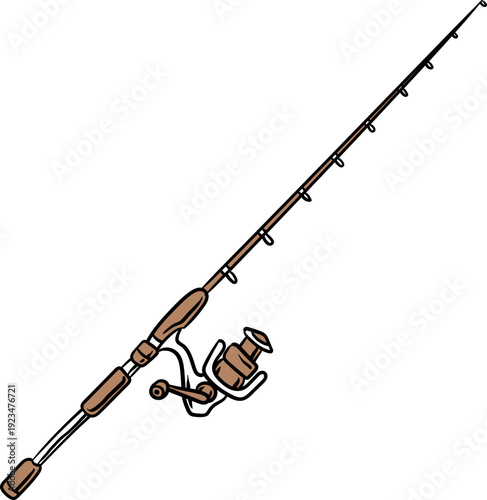 Fishing Pole Illustration, Outdoor Baitcasting Rod Gear