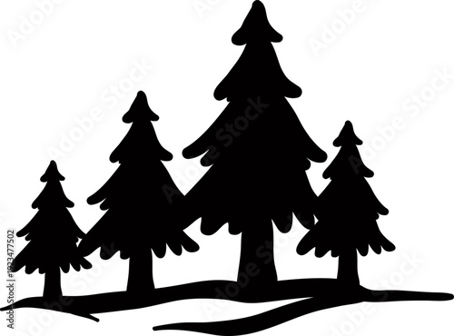 Pine Forest Illustration, Outdoor Scene