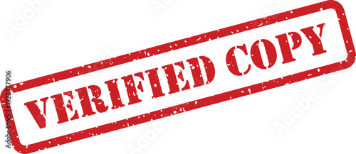Red grunge rubber stamp explicitly states VERIFIED COPY on a clear white surface