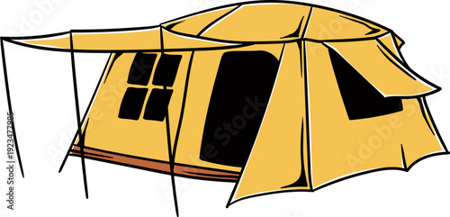 Family Tent Illustration, Camping Clipart