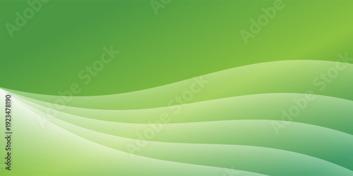 Clean abstract background featuring a smooth green gradient with a soft, elegant curved wave. eps10