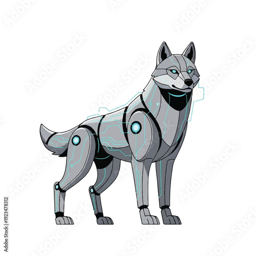 Robotic Wolf Machine Gray Mechanical Animal.
