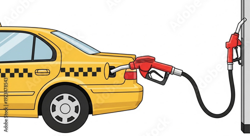 Taxi Refueling at Gas Station.