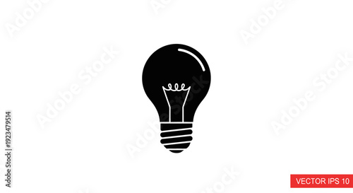 Black Light Bulb Icon Symbol.