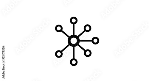 Black and white network node symbol.
