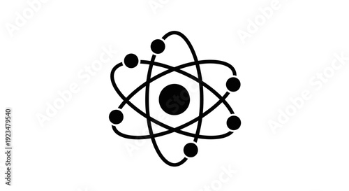 Black and white atom symbol.