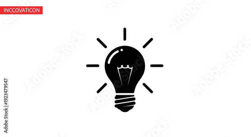 Black Light Bulb Icon Symbol.