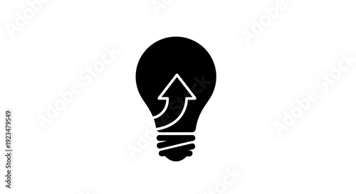 Black light bulb with white arrow.
