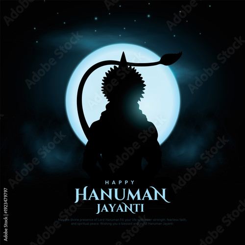 Vector illustration of Lord Hanuman for Hanuman Jayanti Janmotsav celebration background for religious holiday of India.