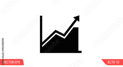 Black graph icon with arrow.
