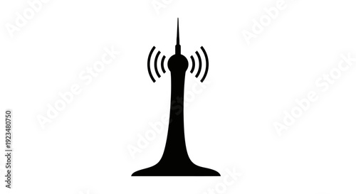 Black silhouette of a radio tower.