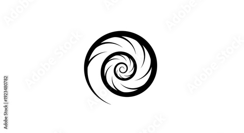 Black swirl graphic design element symbol.