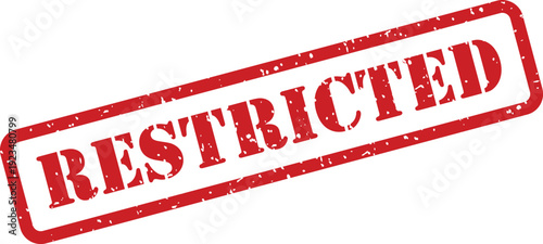 Red rubber stamp bearing the word restricted angled across a clean white background