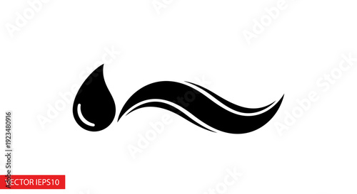 Black mustache and teardrop logo symbol.