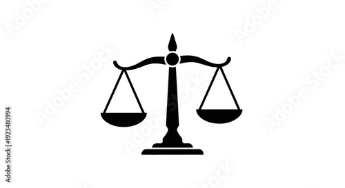 Black silhouette of balance scales icon.