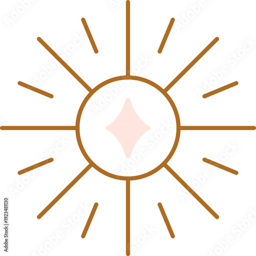 Radiant Sun with Diamond, Celestial Mystic Illustration