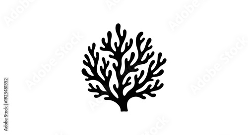 Coral Reef Silhouette Ocean Icon.