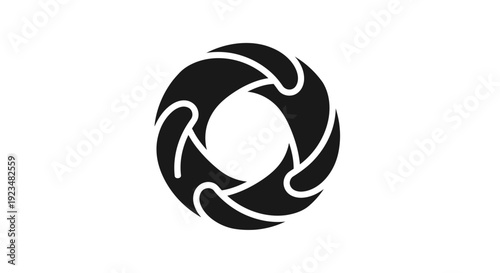 Black and white camera shutter icon.