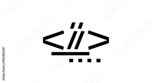 Black and white coding symbol icon.