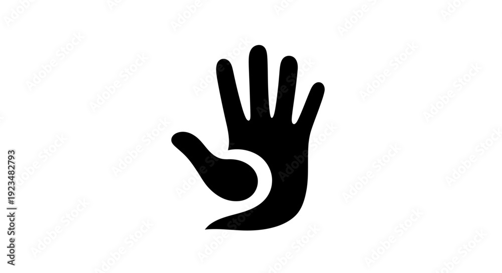 Fototapeta premium Black hand gesture sign language symbol.