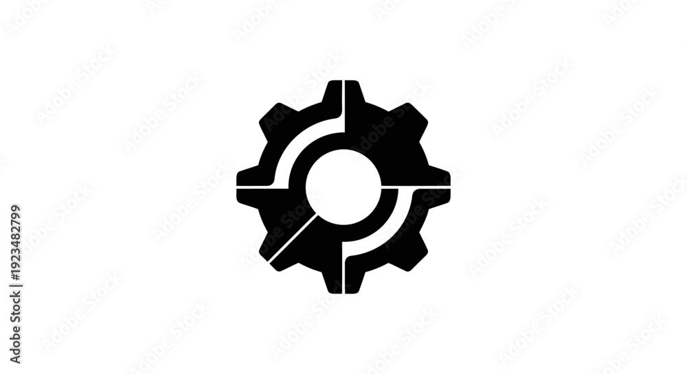 Obraz premium Black gear icon on white background.