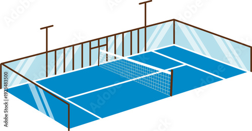Padel Court Side View Vector