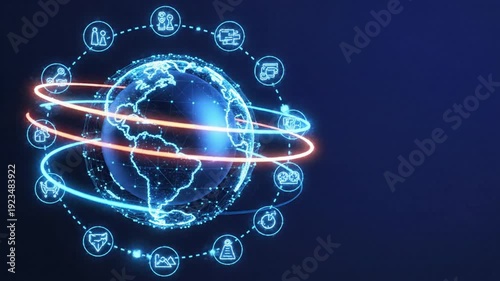 Wallpaper Mural Global Network Connection Illustration Showing Interconnected Devices Around the World in a Digital Representation Torontodigital.ca