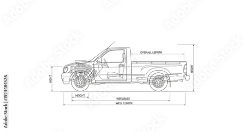 Technical Drawing of a Car Design.