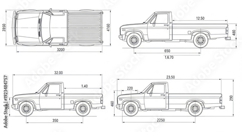 Technical Drawing of a Truck Design.