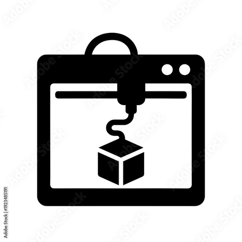 3D Printer Manufacturing Icon for Additive Technology and Production Design