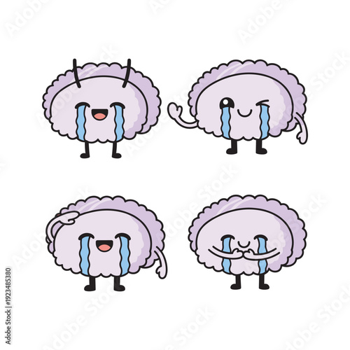 Crying sheep cartoon characters with different emotions and tears