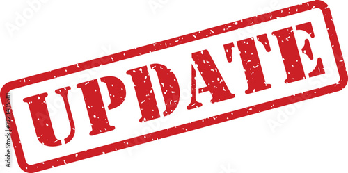 This red grunge rubber stamp clearly displays the word update indicating new information or a revised status