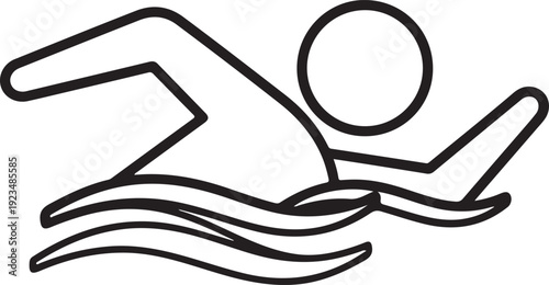 Black and white line of a person swimming freestyle swimmer sport water