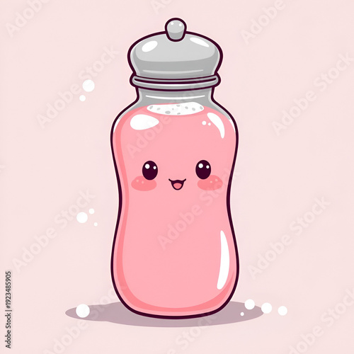 Kawaii pink salt shaker illustration