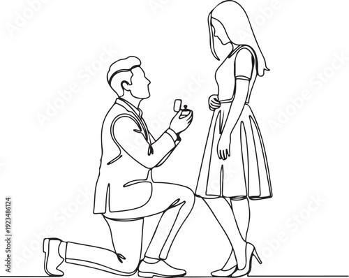 Man on one knee proposing marriage to woman holding ring box with diamond proposal engagement wedding