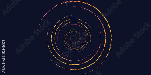 Halftone circular frame logo design vector template. Circle dots isolated on black background. Fabric design element.Halftone circle dots texture.