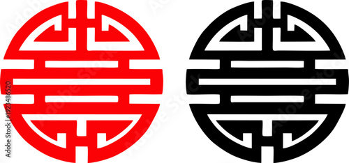 Traditional chinese symbols for luck longevity and prosperity vector set