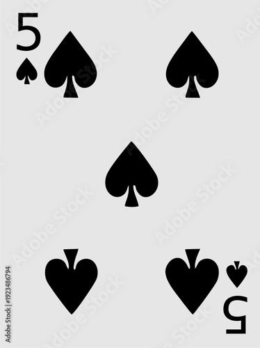 Five of spades playing card for gambling and poker games