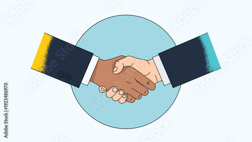 Professional business partners from diverse backgrounds shake hands to finalize a successful deal and establish a long-term corporate partnership.
