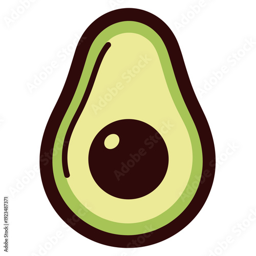 Cartoon Avocado Icon with Seed