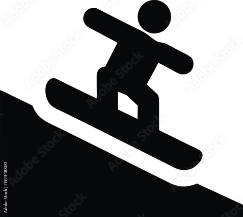 snowboard edge carve Black silhouette vector illustration on transparent background
