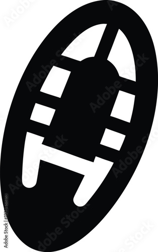 snowshoe oval frame Black silhouette vector illustration on transparent background