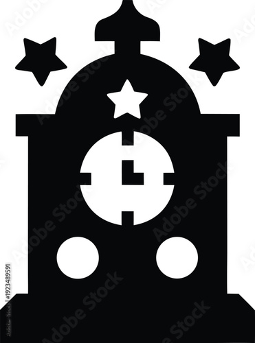 nocturnal star time device silhouette vector illustration on transparent background