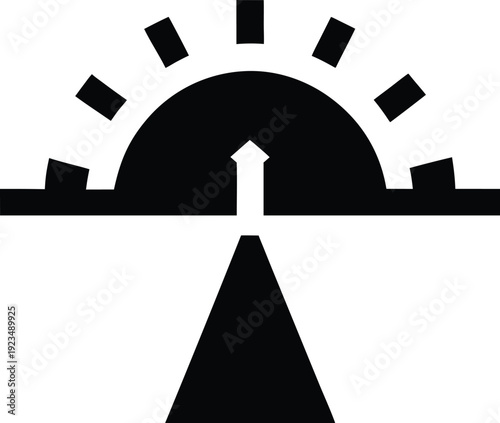 meridian line sun transit silhouette vector illustration on transparent background